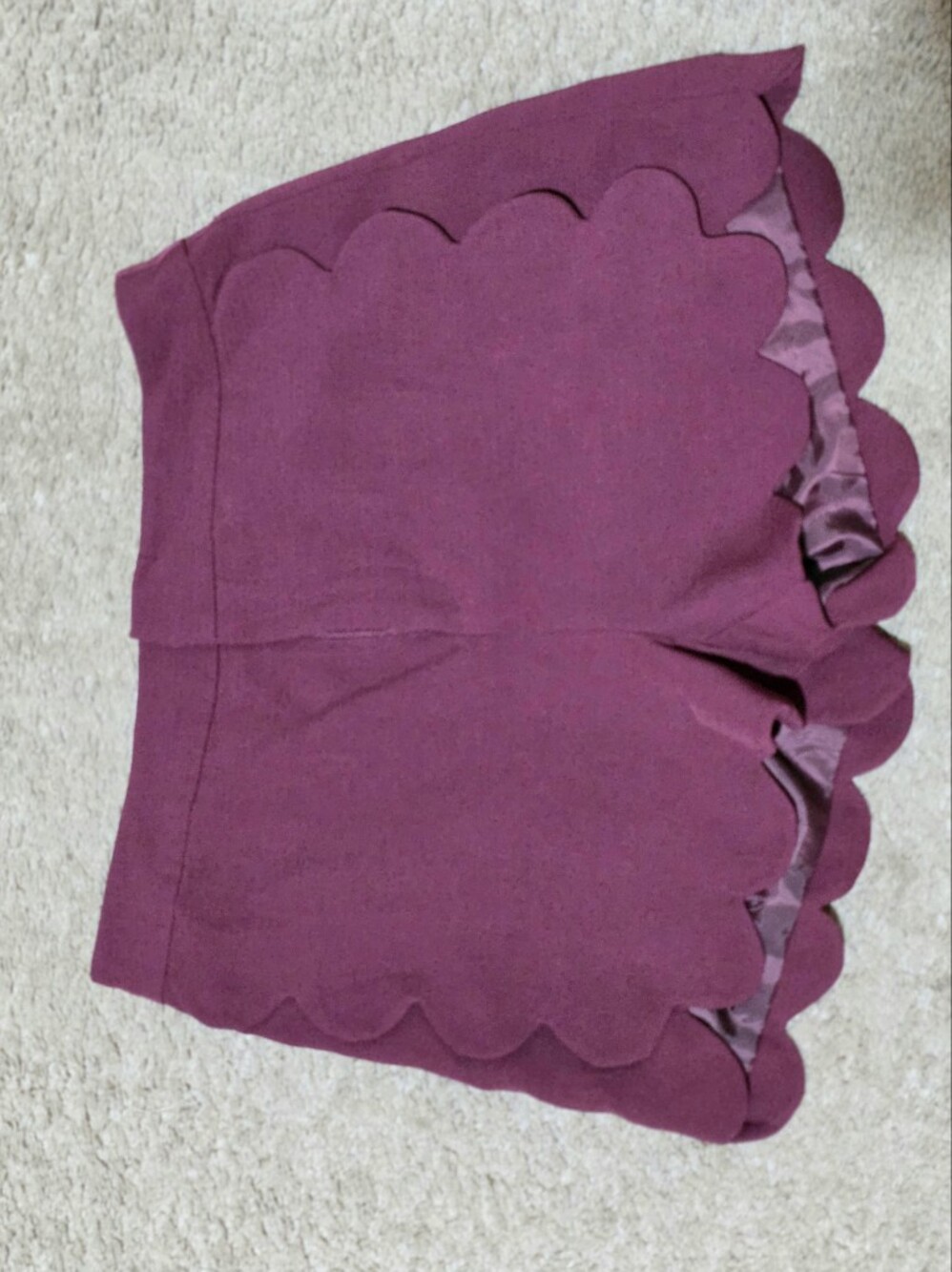 Topshop Plum Scallop Hem High-Waist Maroon Shorts